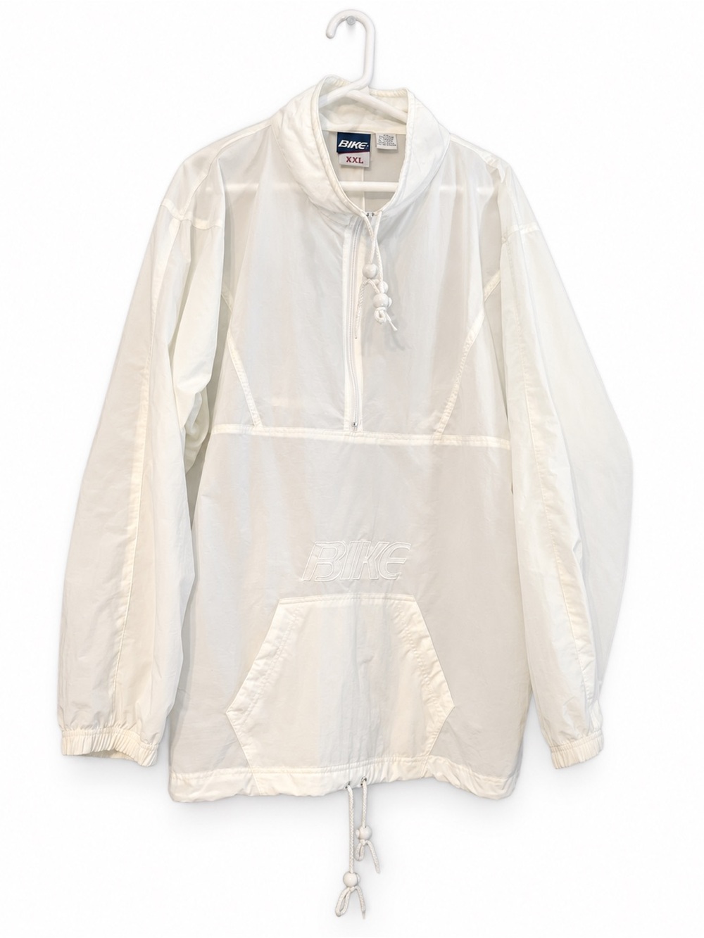 Vintage 90s BIKE Athletic White Nylon Pullover Anorak Windbreaker XXL - Picture 5 of 6